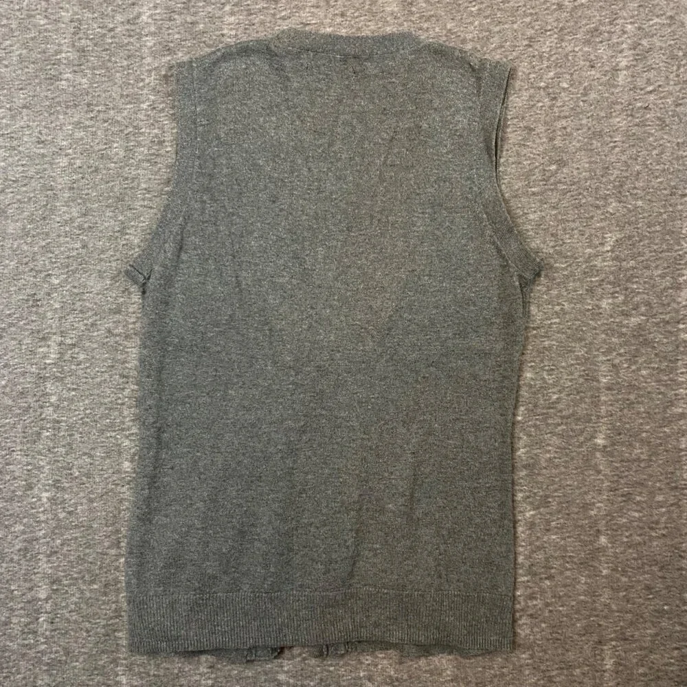 VTG Sweater Vest Size XS The Limited Gray Ruffle Button Sleeveless Cardigan Top - Picture 6 of 6